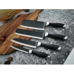 Set od 6 kuhinjskih noževa s kuhinjskim škarama i guljačem LEATHER / Crna