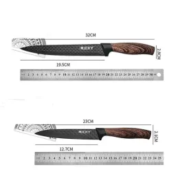 Set od 6 kuhinjskih noževa s kuhinjskim škarama i guljačem CARBON / Crna