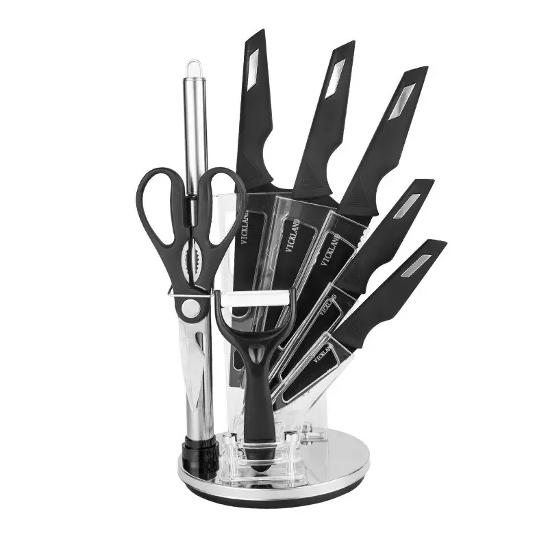 Set od 8 komada kuhinjskih noževa od nehrđajućeg čelika sa stalkom FIT / Crna