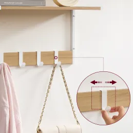 Set od 2 zidnih vješalica BROOKLYN / Bijela - svijetlo drvo