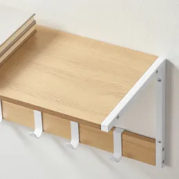 Set od 2 zidnih vješalica BROOKLYN / Bijela - svijetlo drvo