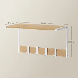 Set od 2 zidnih vješalica BROOKLYN / Bijela - svijetlo drvo