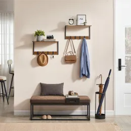 Set od 2 kom zidnih vješalica BROOKLYN / Crna - vintage drvo