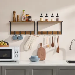 Set od 2 kom zidnih vješalica BROOKLYN / Crna - vintage drvo