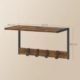 Set od 2 kom zidnih vješalica BROOKLYN / Crna - vintage drvo