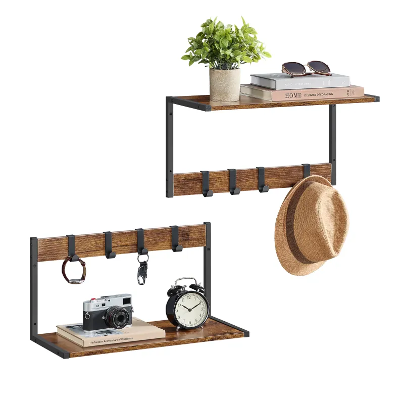 Set od 2 kom zidnih vješalica BROOKLYN / Crna - vintage drvo