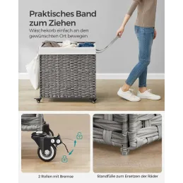 Ratanova košara za rublje ASTRA 140L / Crna