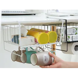 Metalna košara ispod police s kukicama DRAFT / Mat bijela