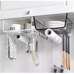 Metalna košara ispod police s kukicama DRAFT / Mat bijela