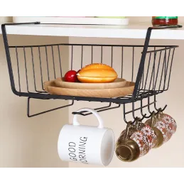 Metalna košara ispod police s kukama DRAFT / Crna mat
