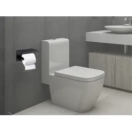 Držač za toaletni papir s policom BROS / Crna mat