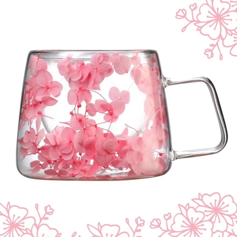 Termo šalica za napitke s cvijećem FLOWER GLASS 180 ml / Roza