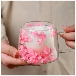 Termo šalica za napitke s cvijećem FLOWER GLASS 180 ml / Roza