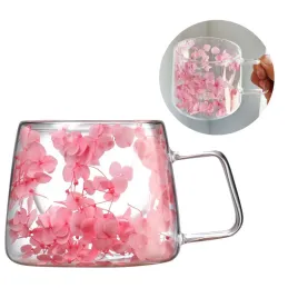 Termo šalica za napitke s cvijećem FLOWER GLASS 180 ml / Roza