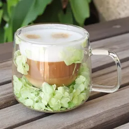 Termo šalica za napitke s cvjetovima FLOWER GLASS 180 ml / Zelena