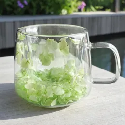 Termo šalica za napitke s cvjetovima FLOWER GLASS 180 ml / Zelena