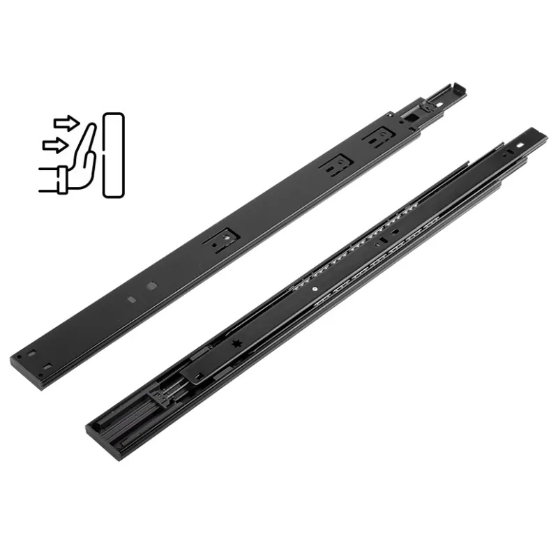 Kuglična vodilica s prigušivačem i otvaranjem bez ručkica 45 mm VIVO / Crni nikal