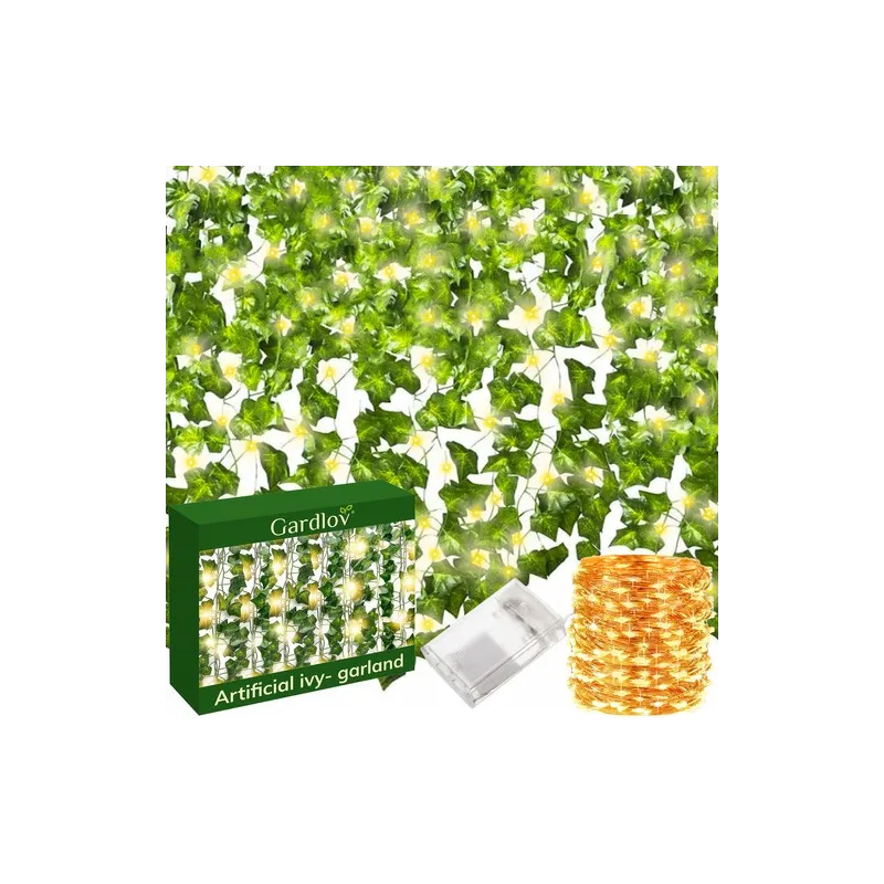 Umjetni bršljan s LED rasvjetom - 25 metara / Zelena