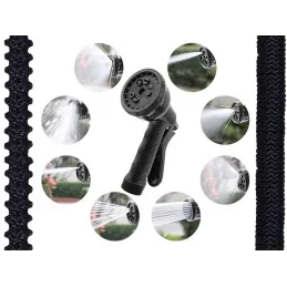 Fleksibilno crijevo za zalijevanje vrta s nastavkom za prskanje / Crna