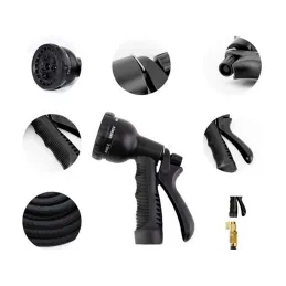 Fleksibilno crijevo za zalijevanje vrta s nastavkom za prskanje / Crna