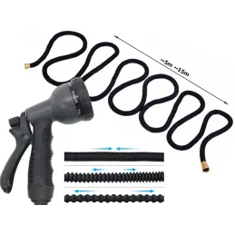 Fleksibilno crijevo za zalijevanje vrta s nastavkom za prskanje / Crna