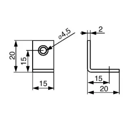 Spojni kutnik 20 x 20 mm - 10 kom / Crni cink