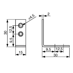 Spojni kutnik 30 x 30 mm - 10 kom / Crni cink
