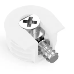 Polični ekscentar s polugom 20 mm / Bijeli - 10 kom