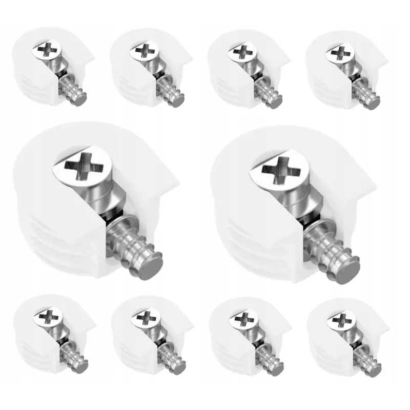 Polični ekscentar s polugom 20 mm / Bijeli - 10 kom