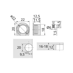 Policijski ekscentar s poteznicom 20 mm / Crni - 10 kom