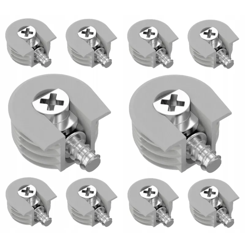 Polični ekscentar s povlakom 20 mm / Sivi - 10 kom