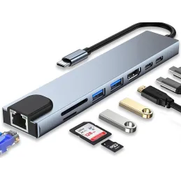 Razdjelna utičnica za sve vrste priključaka OFFICE HUB / Srebrna