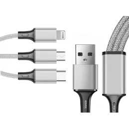 Punjač za telefon 3u1 USB-A PRACTICO / Srebrna