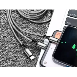 Punjač za telefon 3u1 USB-A PRACTICO / Srebrna