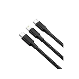 Punjač za telefon 3u1 USB-A PRACTICO / Crna