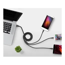 Punjač za telefon 3u1 USB-A PRACTICO / Crna