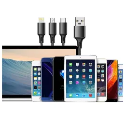 Punjač za telefon 3u1 USB-A PRACTICO / Crna
