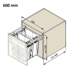 Izvlačna košara za rublje s ublaživačem TARRO / Bijela