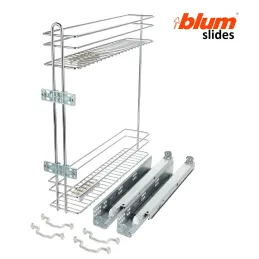 Plnoizvlačni SMART bočni koš s mekanim zatvaranjem na BLUM vodilicama / Sjajni krom