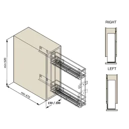Plnoizvlačni SMART bočni koš s mekanim zatvaranjem na BLUM vodilicama / Sjajni krom