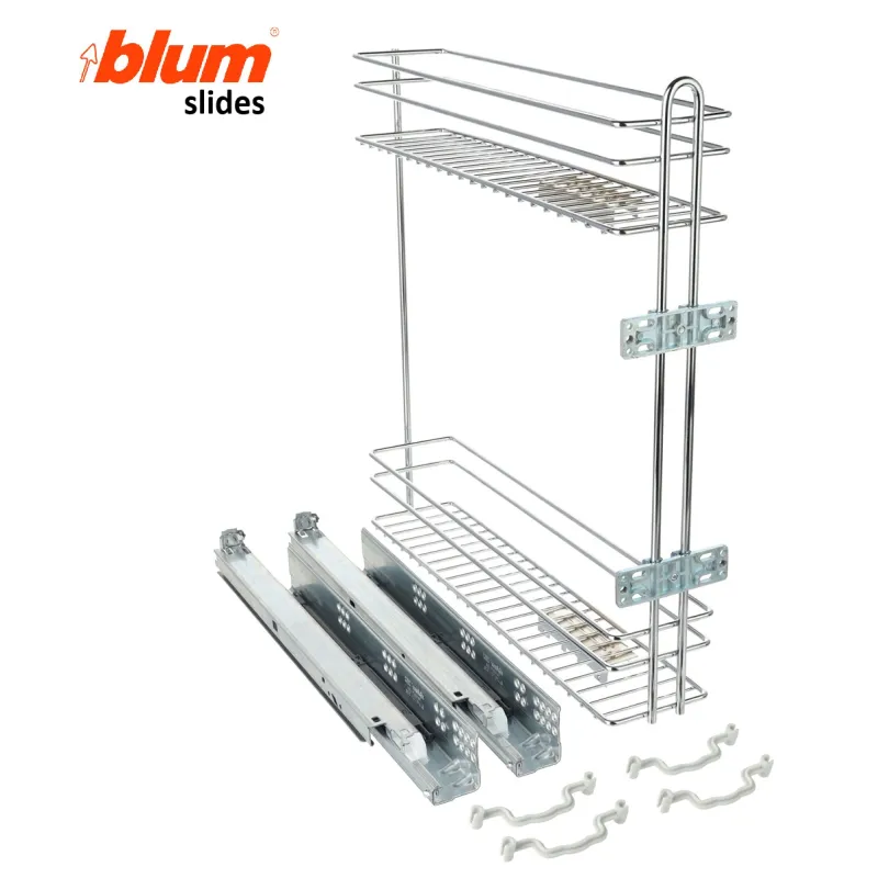 Plnoizvlačni SMART bočni koš s mekanim zatvaranjem na BLUM vodilicama / Sjajni krom