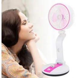 Sklopivi ventilator sa stolnom LED lampom FAN / Ružičasta