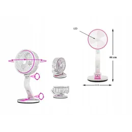 Sklopivi ventilator sa stolnom LED lampom FAN / Ružičasta