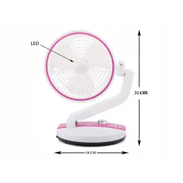 Sklopivi ventilator sa stolnom LED lampom FAN / Ružičasta