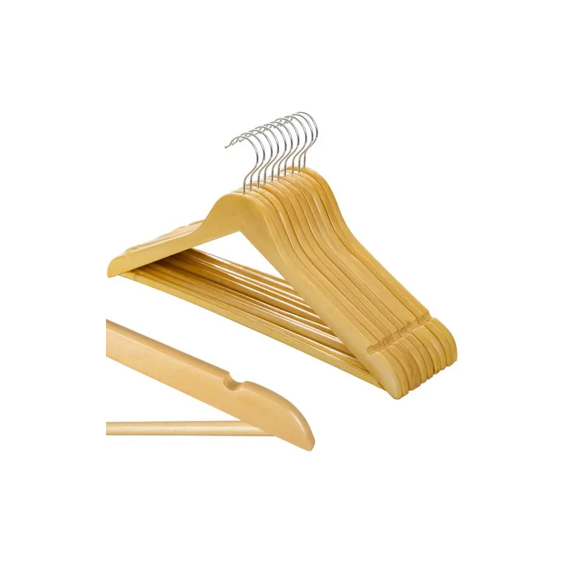 Sada od 10 komada drvenih vješalica za odjeću / Prirodno drvo