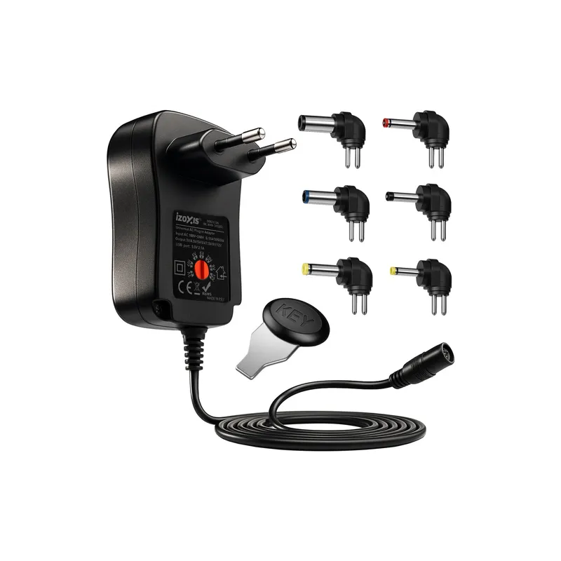 Univerzalni napajanja s 6 priključaka 3-12V + USB / Crna