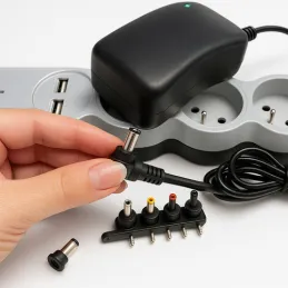 Univerzalni napajanja s 6 priključaka 3-12V + USB / Crna