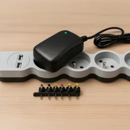 Univerzalni napajanja s 6 priključaka 3-12V + USB / Crna