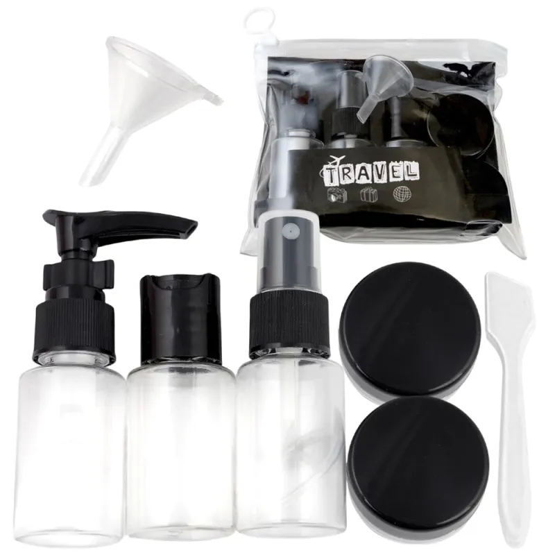 Putni set posudica i bočica za kozmetiku HOLIDAY / Crni