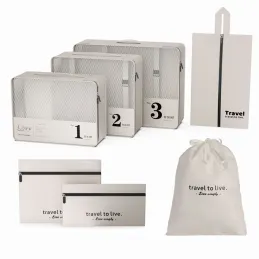 7-dijelni set za putovanja za odjeću i kozmetiku TRAVEL LUX / Bijeli